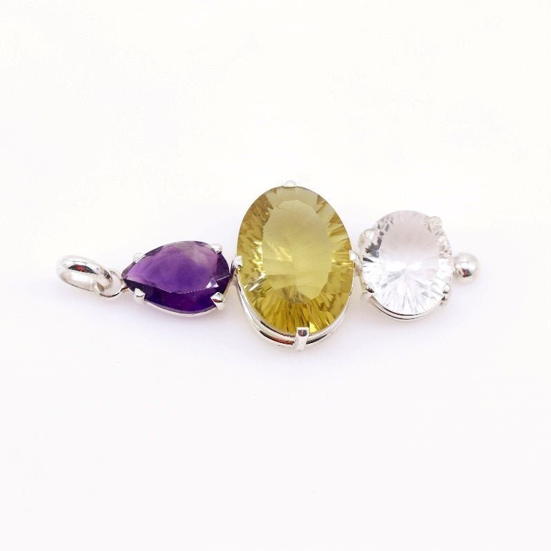 Dije de Cuarzo Cristal, Cuarzo Green Gold y Amatista - Dijes