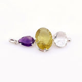 Dije de Cuarzo Cristal, Cuarzo Green Gold y Amatista - Dijes