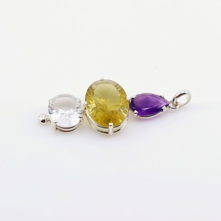 Dije de Cuarzo Cristal, Cuarzo Green Gold y Amatista - Dijes