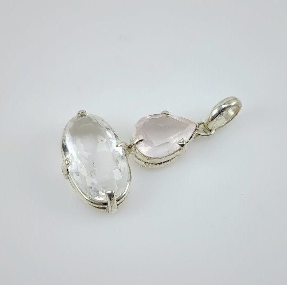 Dije de Cuarzo Cristal y Cuarzo Rosa - Dijes