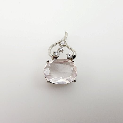 Dije de Cuarzo Rosa y cubic zirconia - Dijes