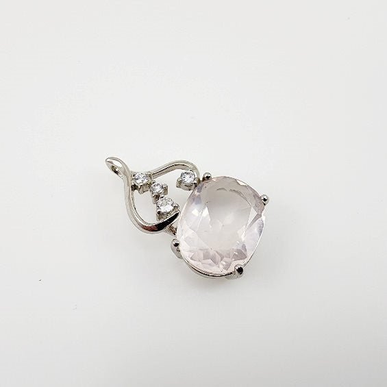 Dije de Cuarzo Rosa y cubic zirconia - Dijes
