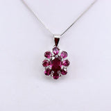 Dije de Granate Rodolita y cubic zirconia con cadena 45 cm - Dijes