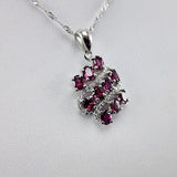 Dije de Granate Rodolita y cubic zirconia con cadena 45 cm - Dijes