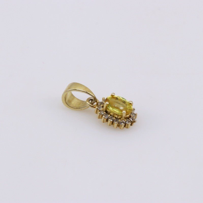 Dije de Heliodoro y cubic zirconia con baño oro 24 k - Dijes