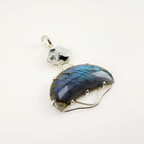 Dije de Labradorita azul y Piedra luna con turmalina negra - Dijes
