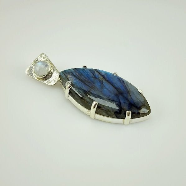 Dije de Labradorita Azul y Piedra Luna - Dijes