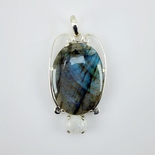Dije de Labradorita azul y Piedra luna - Dijes