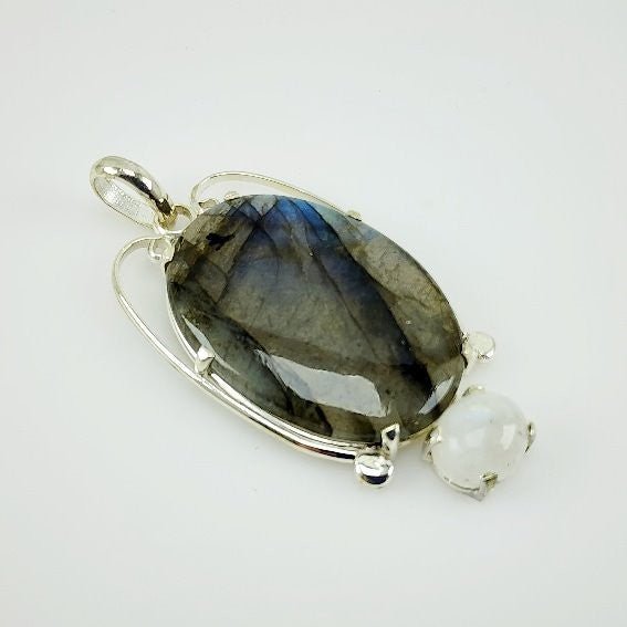 Dije de Labradorita azul y Piedra luna - Dijes