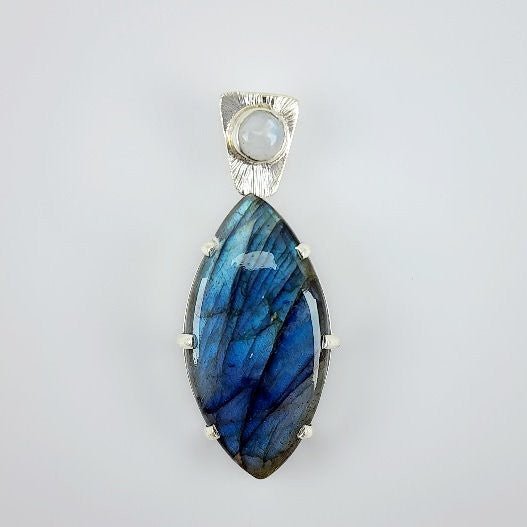 Dije de Labradorita Azul y Piedra Luna - Dijes