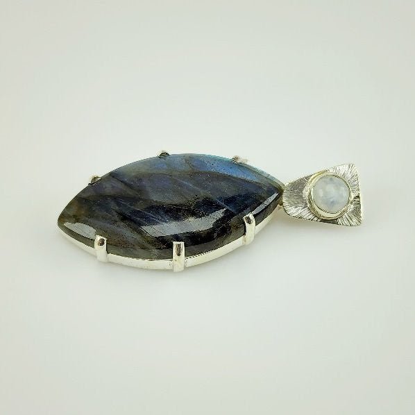 Dije de Labradorita Azul y Piedra Luna - Dijes