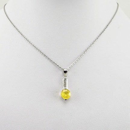 Dije de Ópalo amarillo y cubic zirconia con cadena 45 cm - Dijes