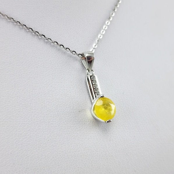 Dije de Ópalo amarillo y cubic zirconia con cadena 45 cm - Dijes