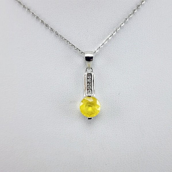 Dije de Ópalo amarillo y cubic zirconia con cadena 45 cm - Dijes