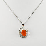Dije de Ópalo De Fuego y cubic zirconia con cadena 45 cm - Dijes