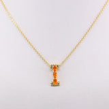 Dije de Ópalo De Fuego y cubic zirconia con cadena 45 cm y baño de oro - Dijes