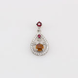 Dije de ópalo negro, Granate rodolito y cubic zirconia - Dijes