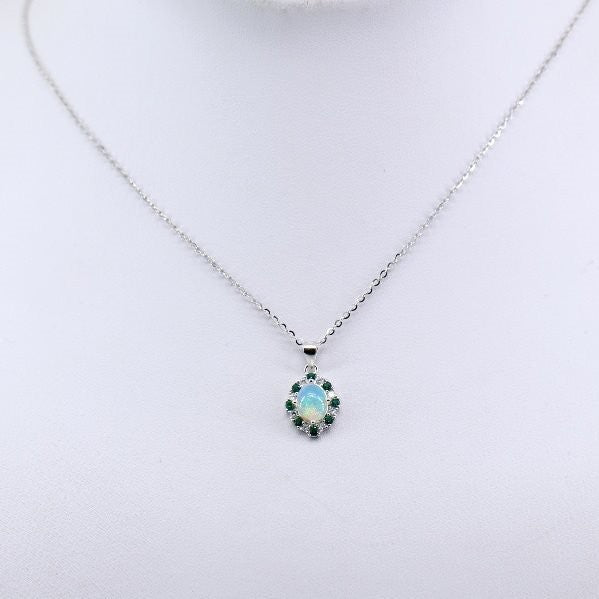 Dije de Ópalo welo, Diopsidos y cubic zirconia con cadena de 45 cm - Dijes