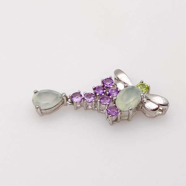 Dije de Peridoto, Calcita y Amatista - 