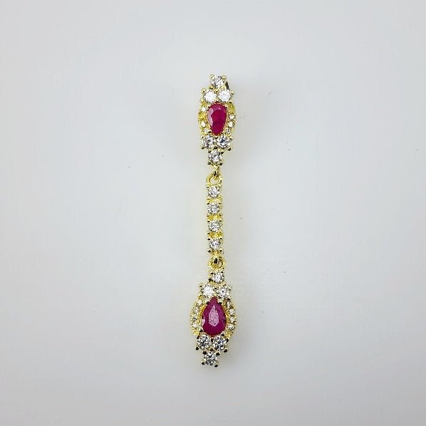Dije de Rubí y Cúbic Zirconia con baño de oro - Dijes