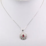 Dije de Rubí y Cúbic Zirconia con cadena 45 cm - Dijes