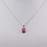 Dije de Rubí y Cúbic Zirconia con cadena 45 cm - Dijes