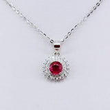 Dije de Rubí y Cúbic Zirconia con cadena 45 cm - Dijes