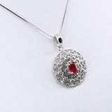 Dije de Rubí y Cúbic Zirconia con cadena 45 cm - Dijes