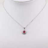 Dije de Rubí y Cúbic Zirconia con cadena 45 cm - Dijes