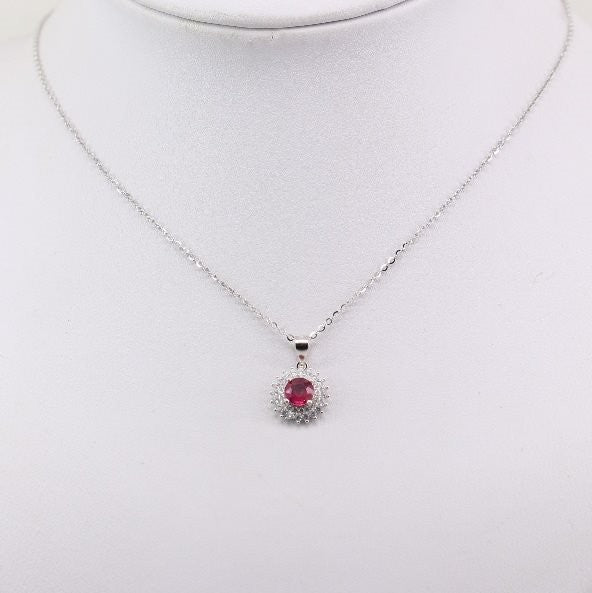Dije de Rubí y Cúbic Zirconia con cadena 45 cm - Dijes