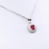 Dije de Rubí y Cúbic Zirconia con cadena 45 cm - Dijes
