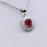 Dije de Rubí y Cúbic Zirconia con cadena 45 cm - Dijes