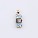 Dije de Topacio Azul y cubic zirconia con baño oro 24 k - Dijes