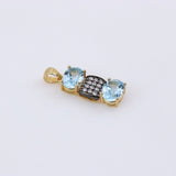 Dije de Topacio Azul y cubic zirconia con baño oro 24 k - Dijes