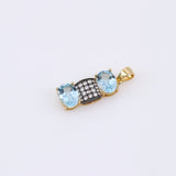 Dije de Topacio Azul y cubic zirconia con baño oro 24 k - Dijes