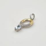 Dije de Topacio Azul y cubic zirconia con cadena 45 cm - Dijes
