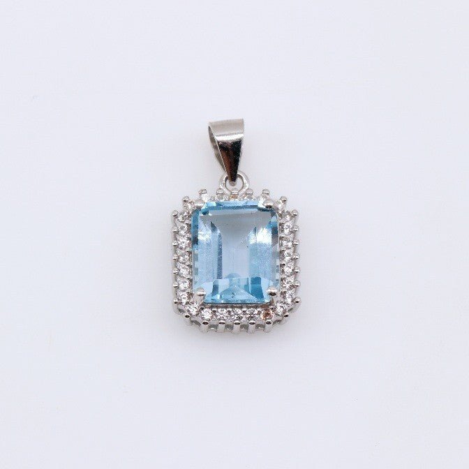 Dije de Topacio Azul y cubic zirconia - Dijes
