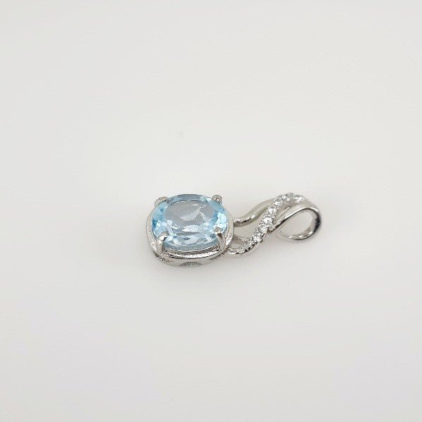 Dije de Topacio Azul y cubic zirconia - Dijes