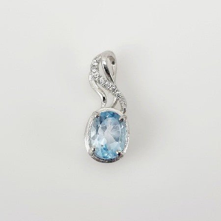 Dije de Topacio Azul y cubic zirconia - Dijes