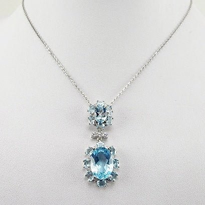 Dije de Topacio azul y Topacio blanco con cadena 45 cm - Dijes