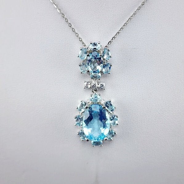 Dije de Topacio azul y Topacio blanco con cadena 45 cm - Dijes