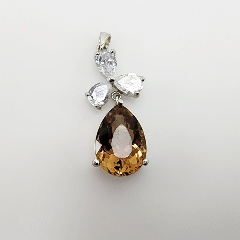 Dije de Topacio Imperial y Blanco en Plata 925- Dijes