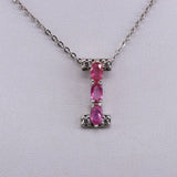 Dije de Turmalina rosa y cubic zirconia con cadena 45 cm - Dijes