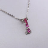 Dije de Turmalina rosa y cubic zirconia con cadena 45 cm - Dijes
