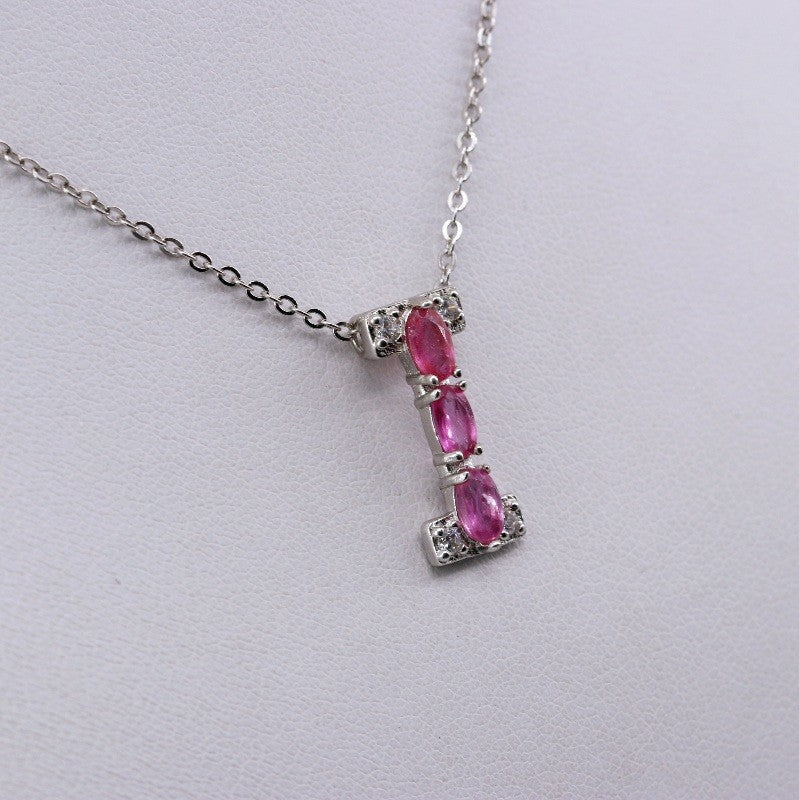 Dije de Turmalina rosa y cubic zirconia con cadena 45 cm - Dijes