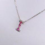 Dije de Turmalina rosa y cubic zirconia con cadena 45 cm - Dijes