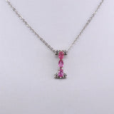Dije de Turmalina rosa y cubic zirconia con cadena 45 cm - Dijes