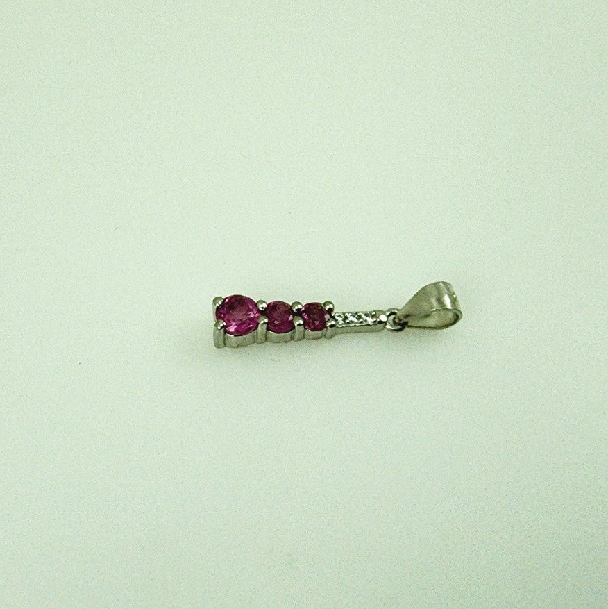 Dije de Turmalina rosa y cubic zirconia - Dijes