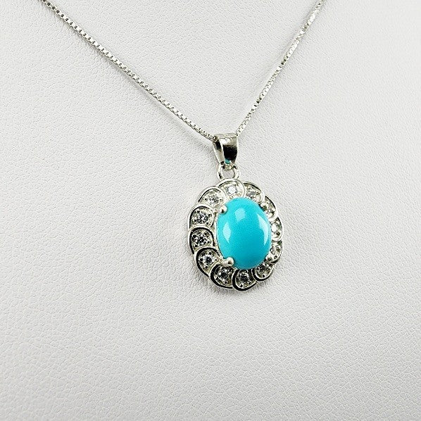 Dije de Turquesa y cubic zirconia con cadena 45 cm - Dijes