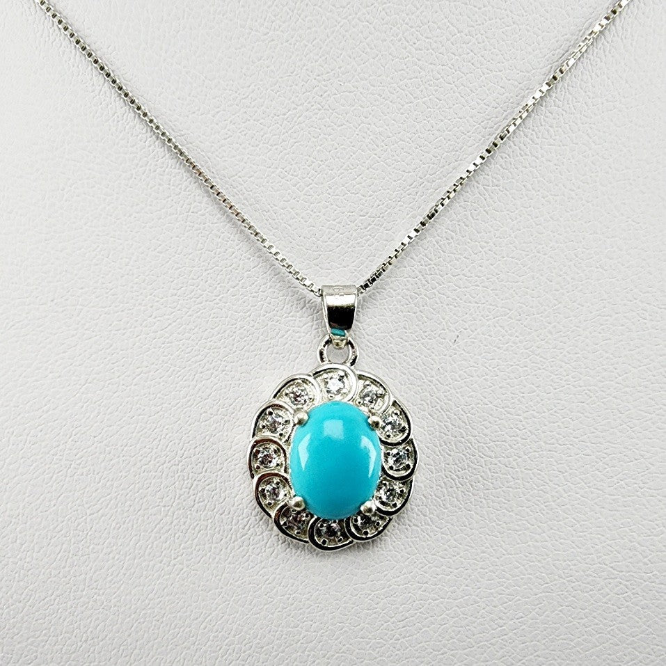 Dije de Turquesa y cubic zirconia con cadena 45 cm - Dijes